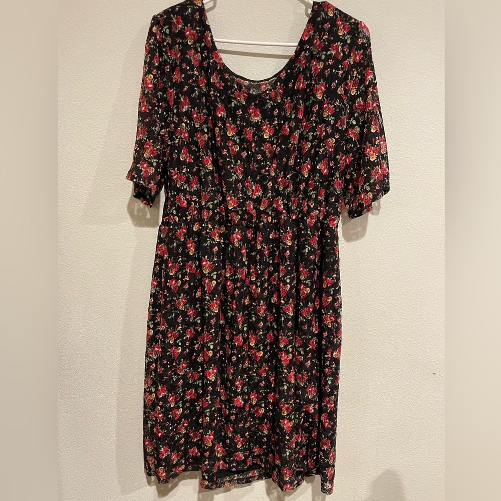 American Rag black lace midi dress.  Size 3X